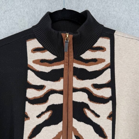 Chicos Mixed Print Faux Suede Trim Ruana Size XXS/XS Oversized Layer Sweater NEW - Picture 4 of 15